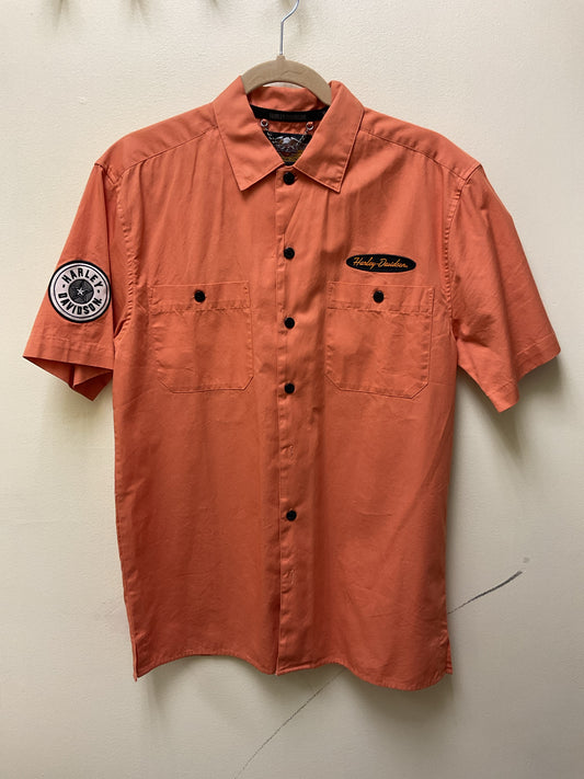 Size S Harley Davidson Orange Short Sleeve Shirt Men's vintage