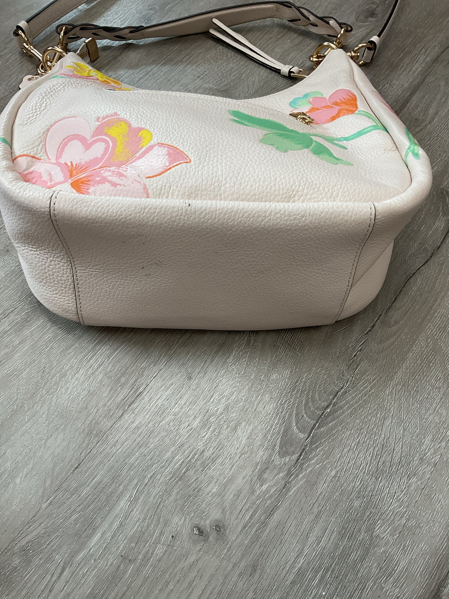 coach Purse Jules Hobo Leather With Dreamy Land Floral Print gold chalk