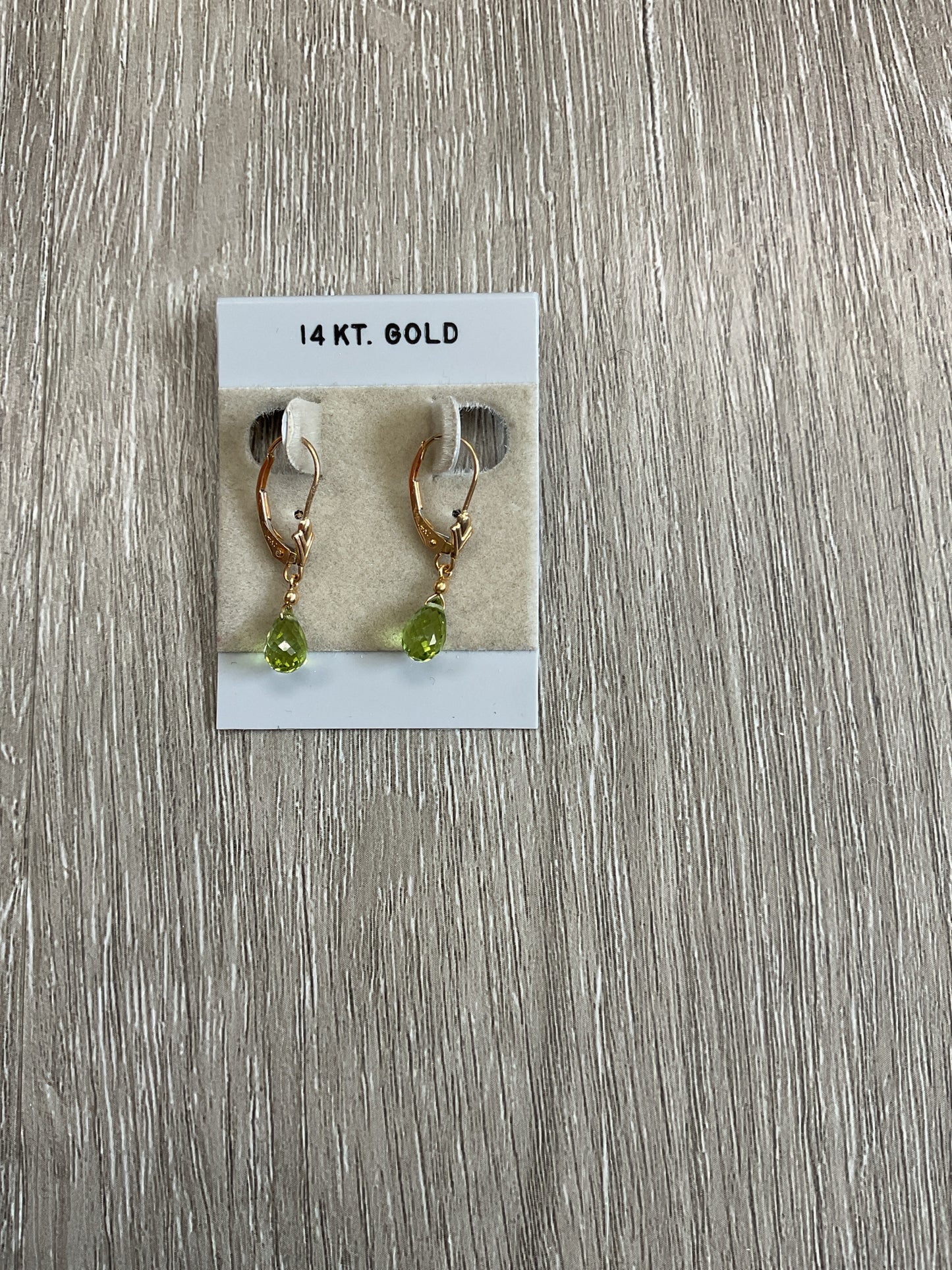14K Earrings leverback new peridot