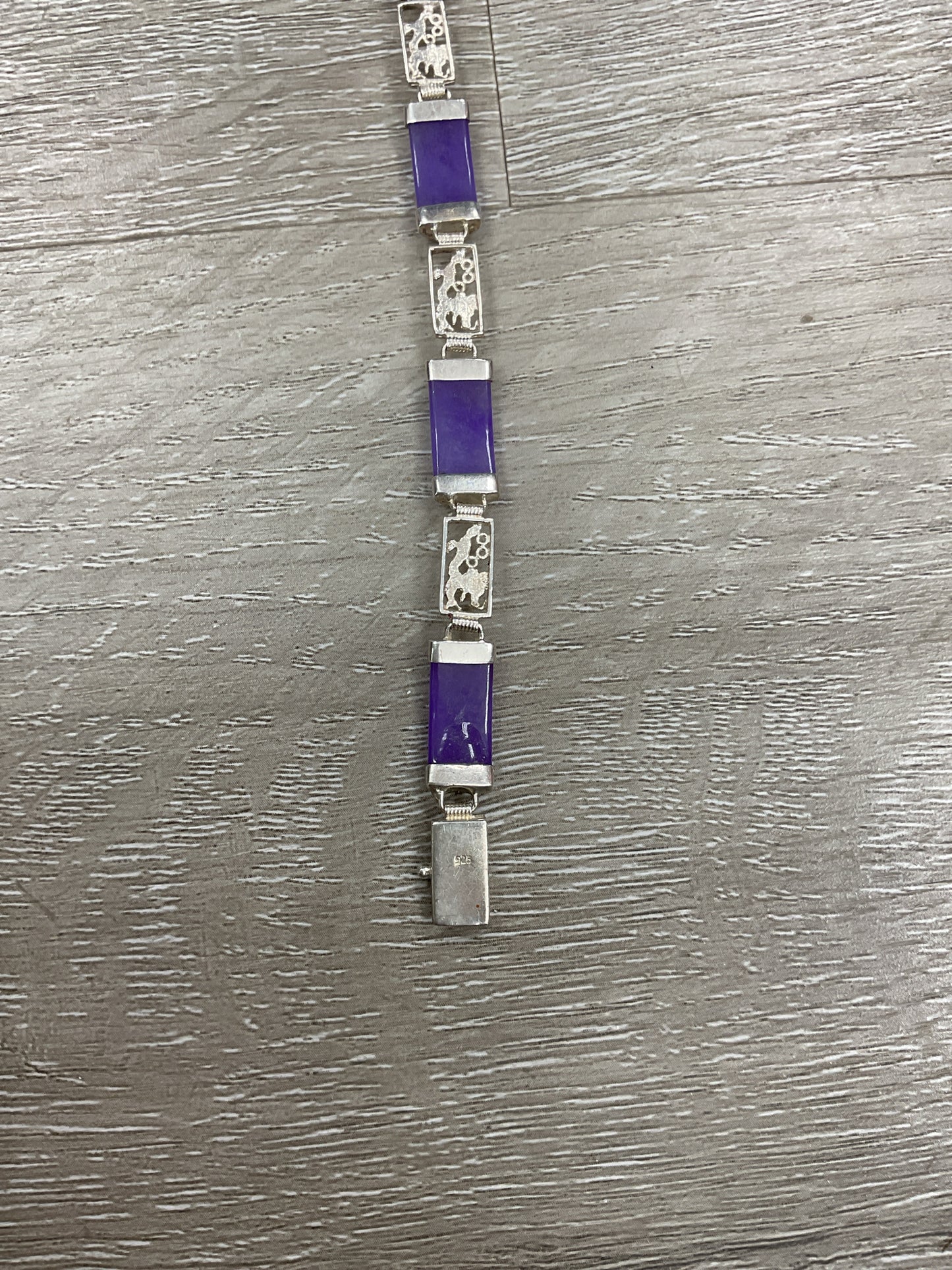 925 Sterling Bracelet purple jade 7.5"