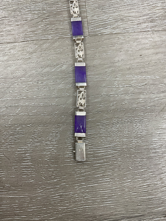 925 Sterling Bracelet purple jade 7.5"