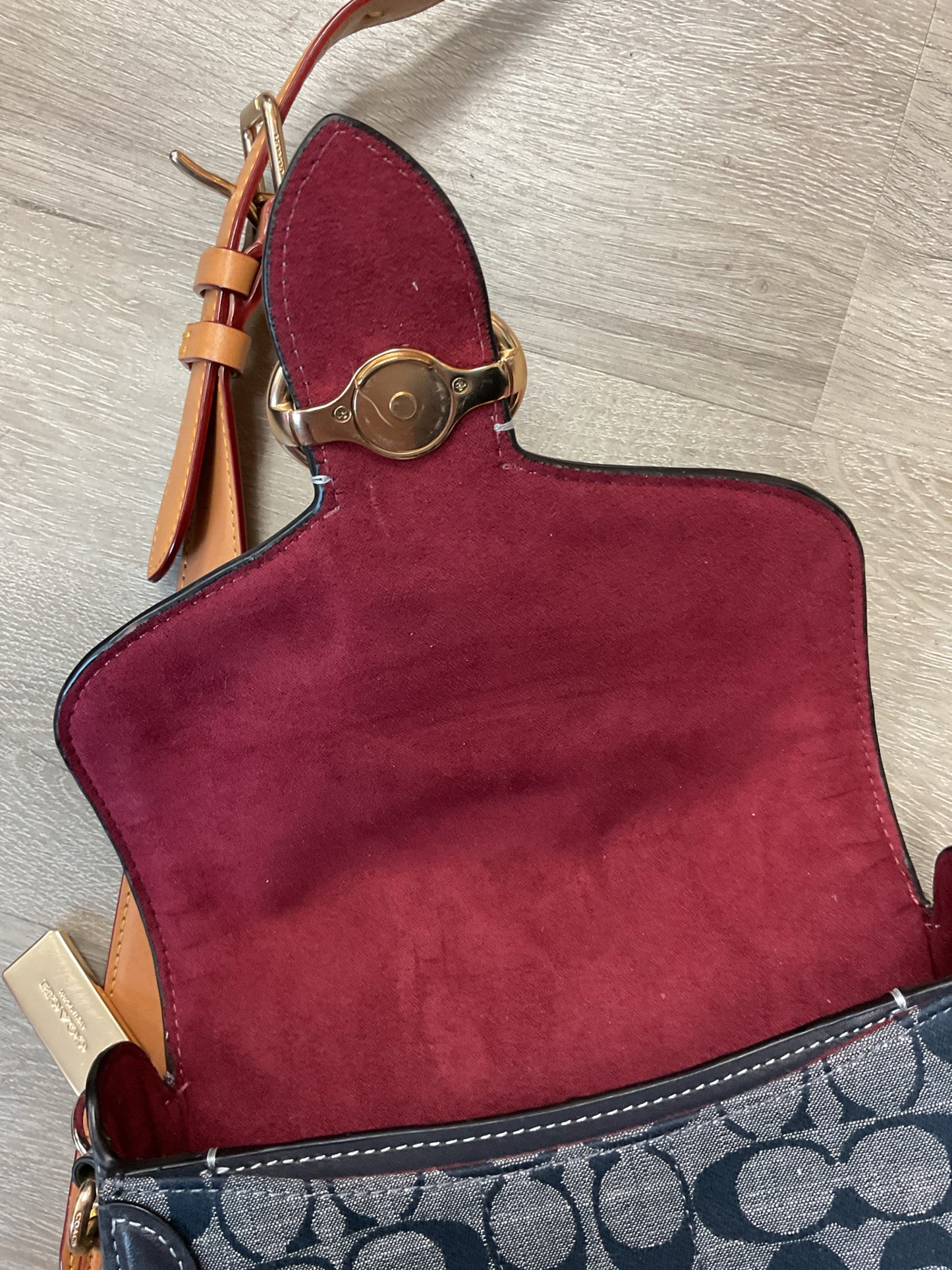 coach Purse Denim Signature Georgie Saddle Crossbody Bag C4066