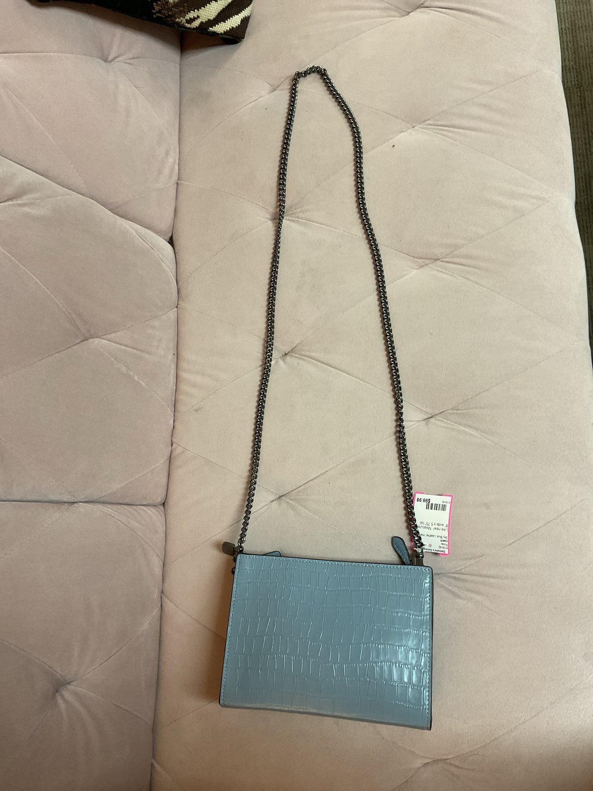 coach Purse Slim Body Cornflower blue crocodile embossed leather CrossBody CR237