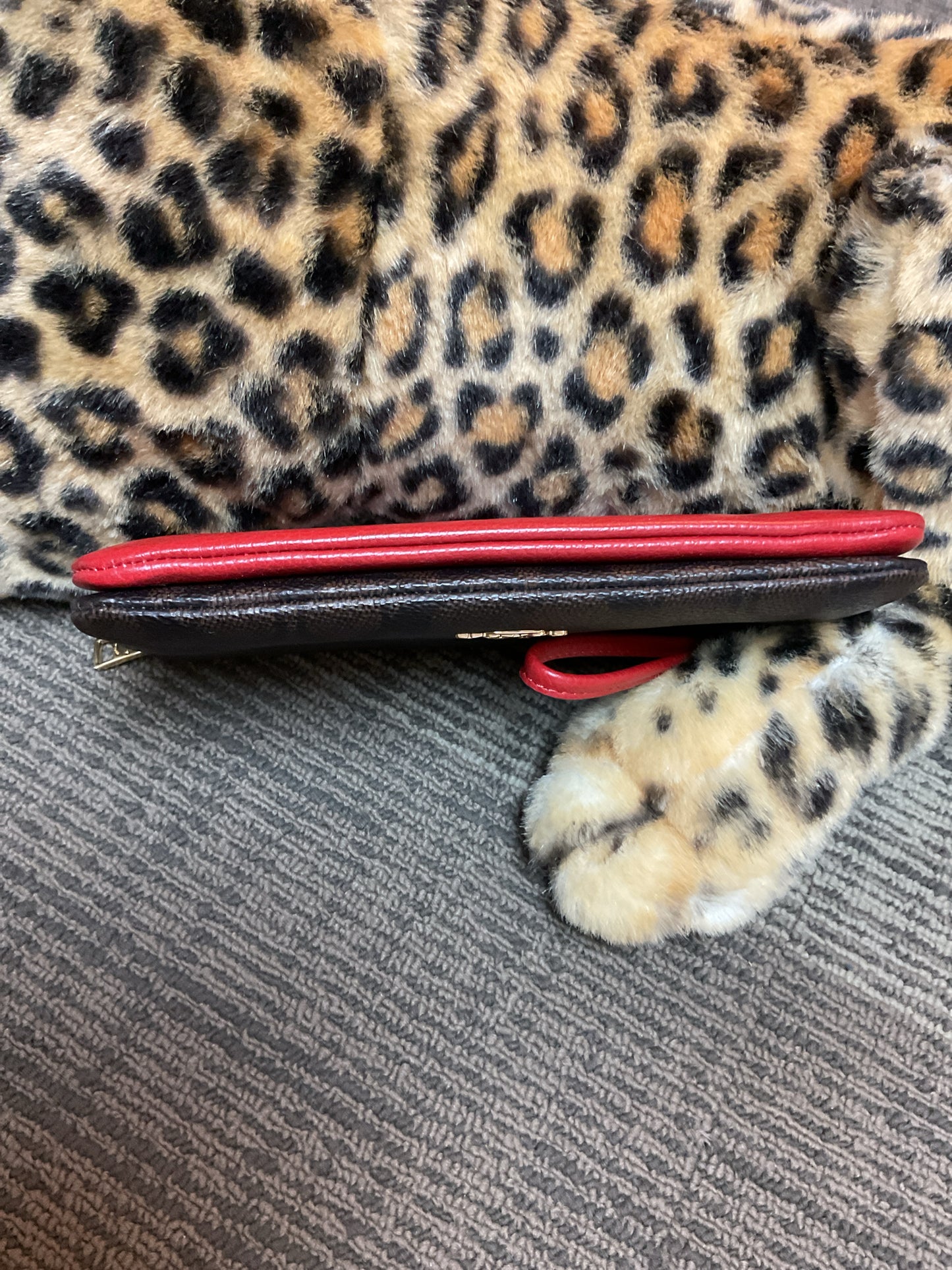 coach Wallet Brown and red double zip C5576 NWOT