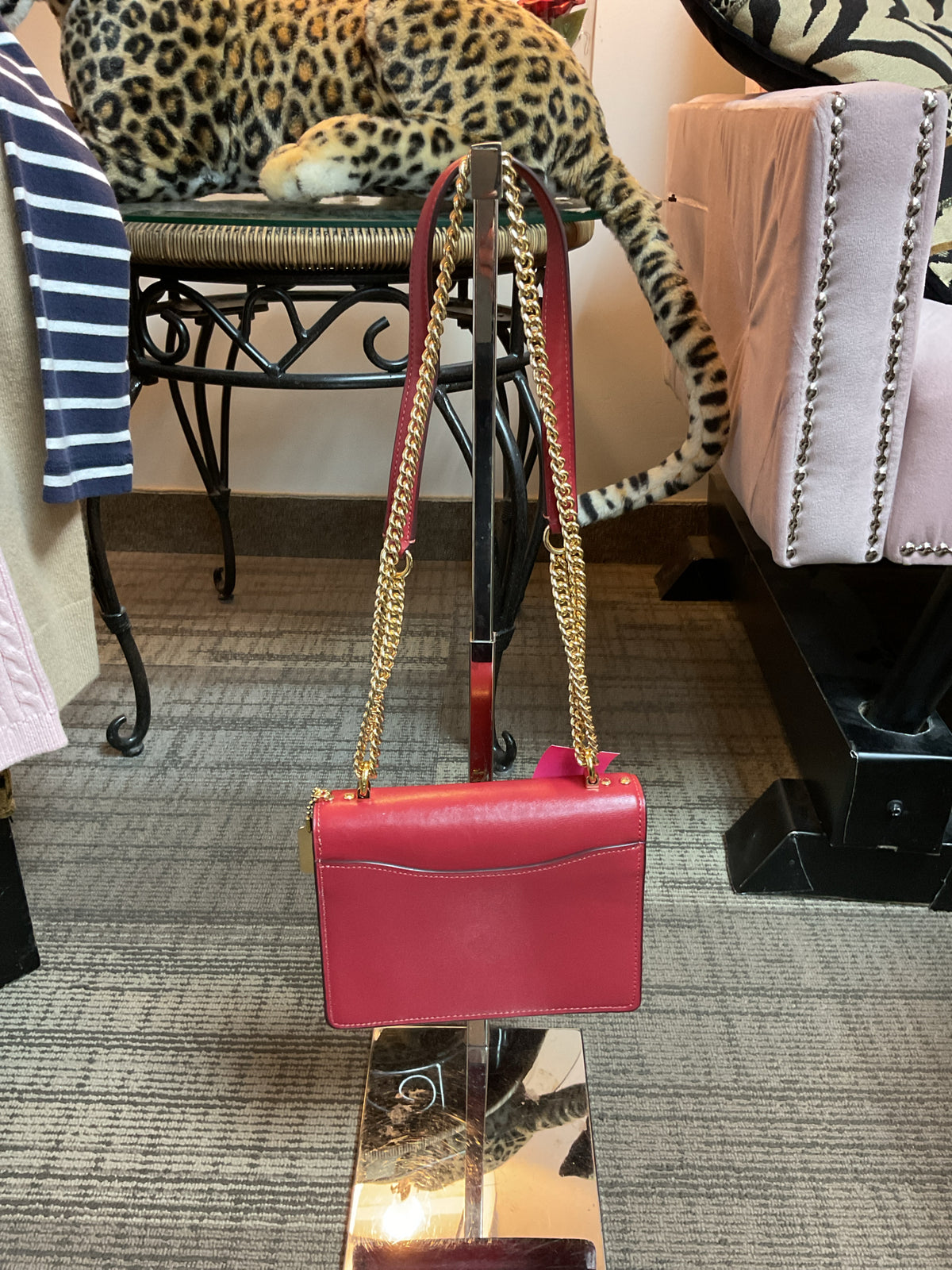 coach Purse Mini Klare CB123 7" x 5" x 2" Refined Calf Leather True Red Gold