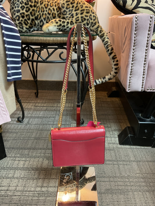 coach Purse Mini Klare CB123 7" x 5" x 2" Refined Calf Leather True Red Gold