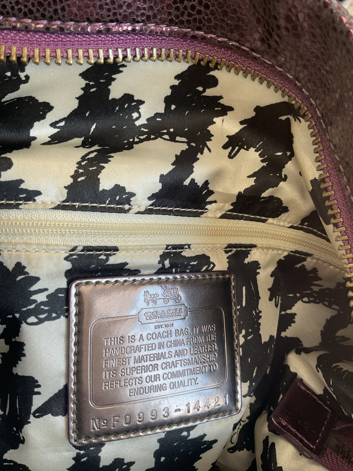 coach Purse Vintage 14421 MADISON TEXTURED METALLIC PURPLE LG CLAIRE HANDBAG