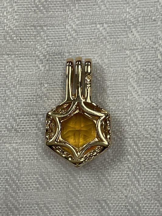 14K Pendant citrine diiamond