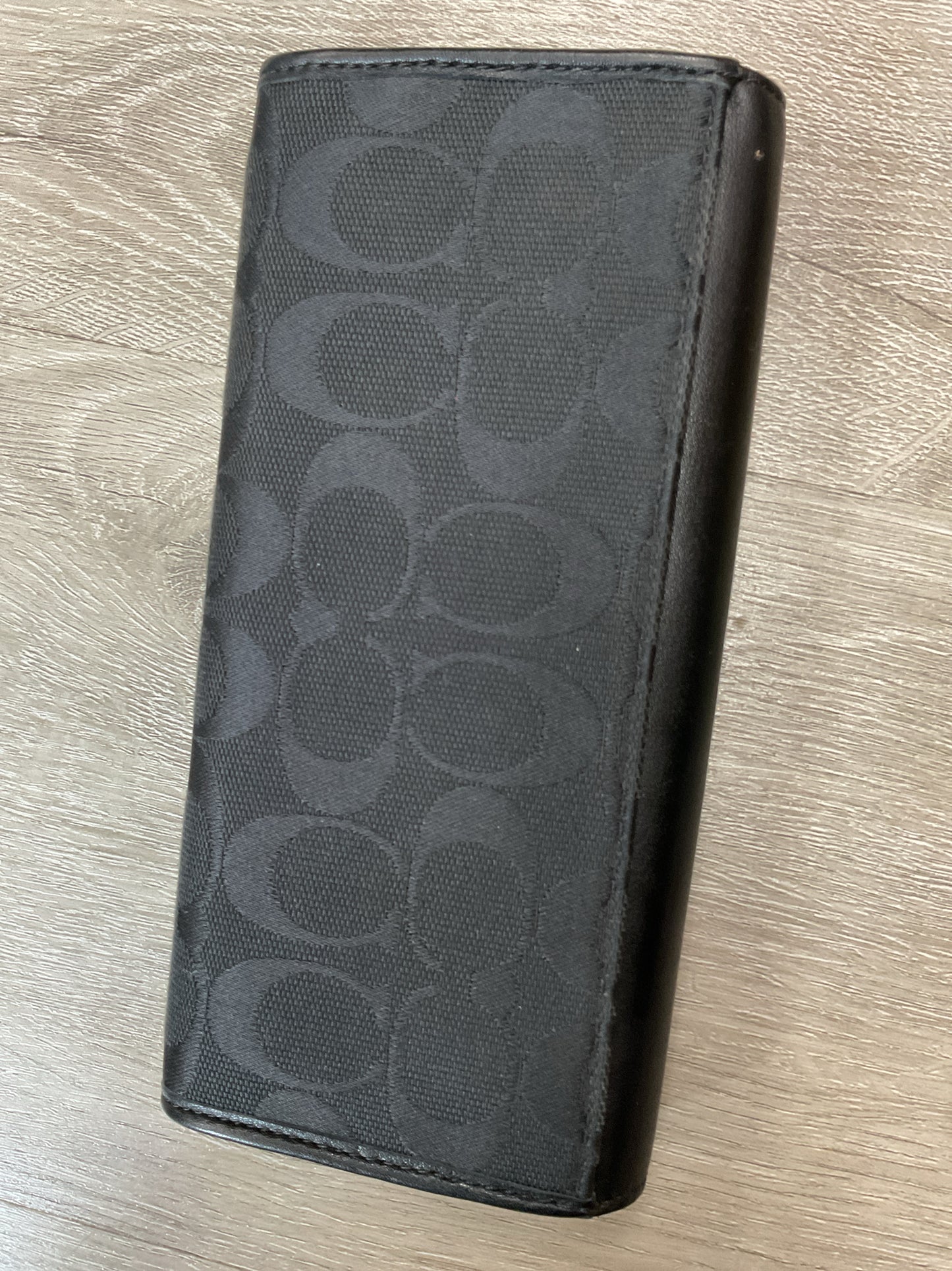 coach Wallet vintage black leather flap full size signiture