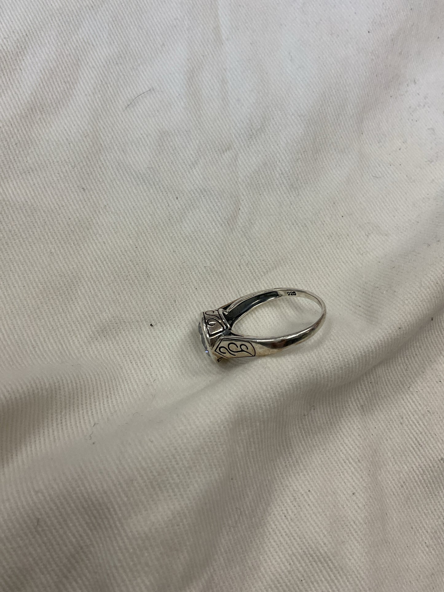 925 Sterling Ring big CZ size 9