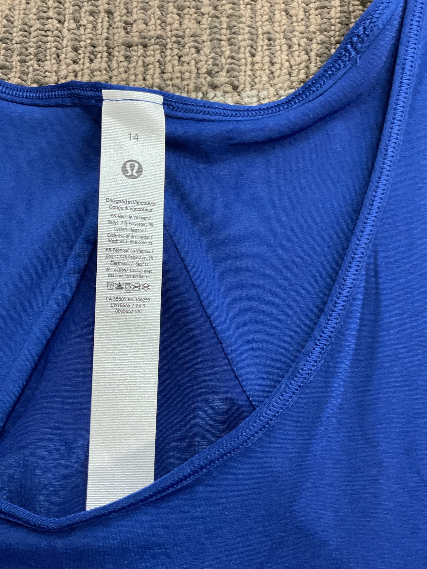 Lululemon Size 14 Blue Shirt