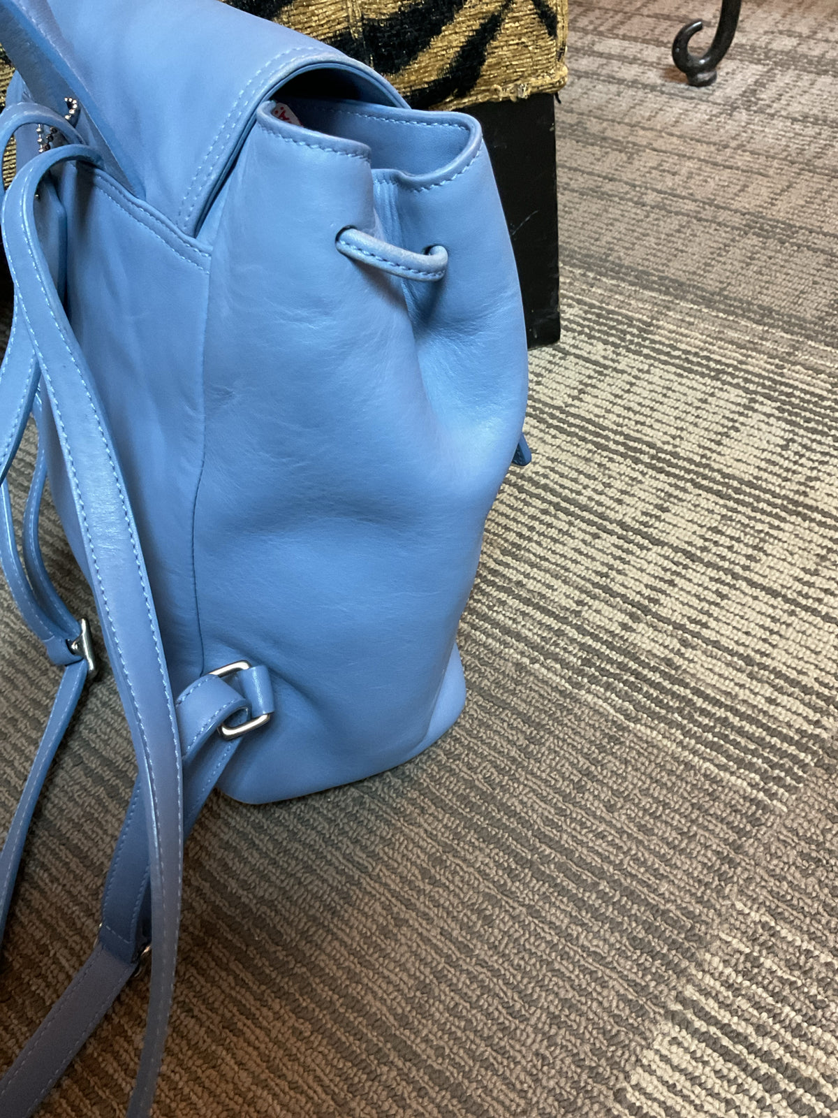 coach Backpack  flap vintage backpack number 9858 sky blue leather Y2K