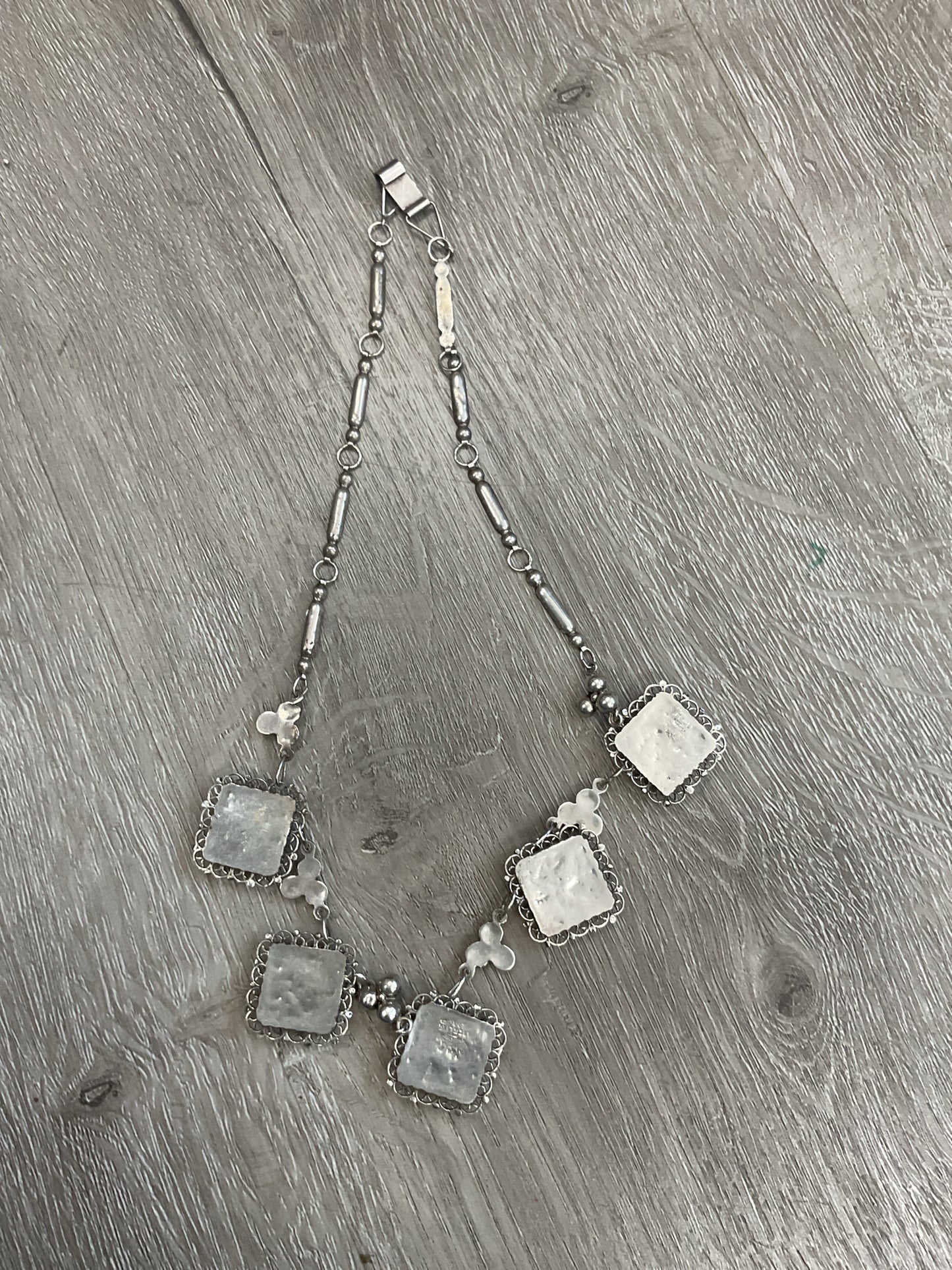 925 Sterling Necklace Mexico square abalone 18"
