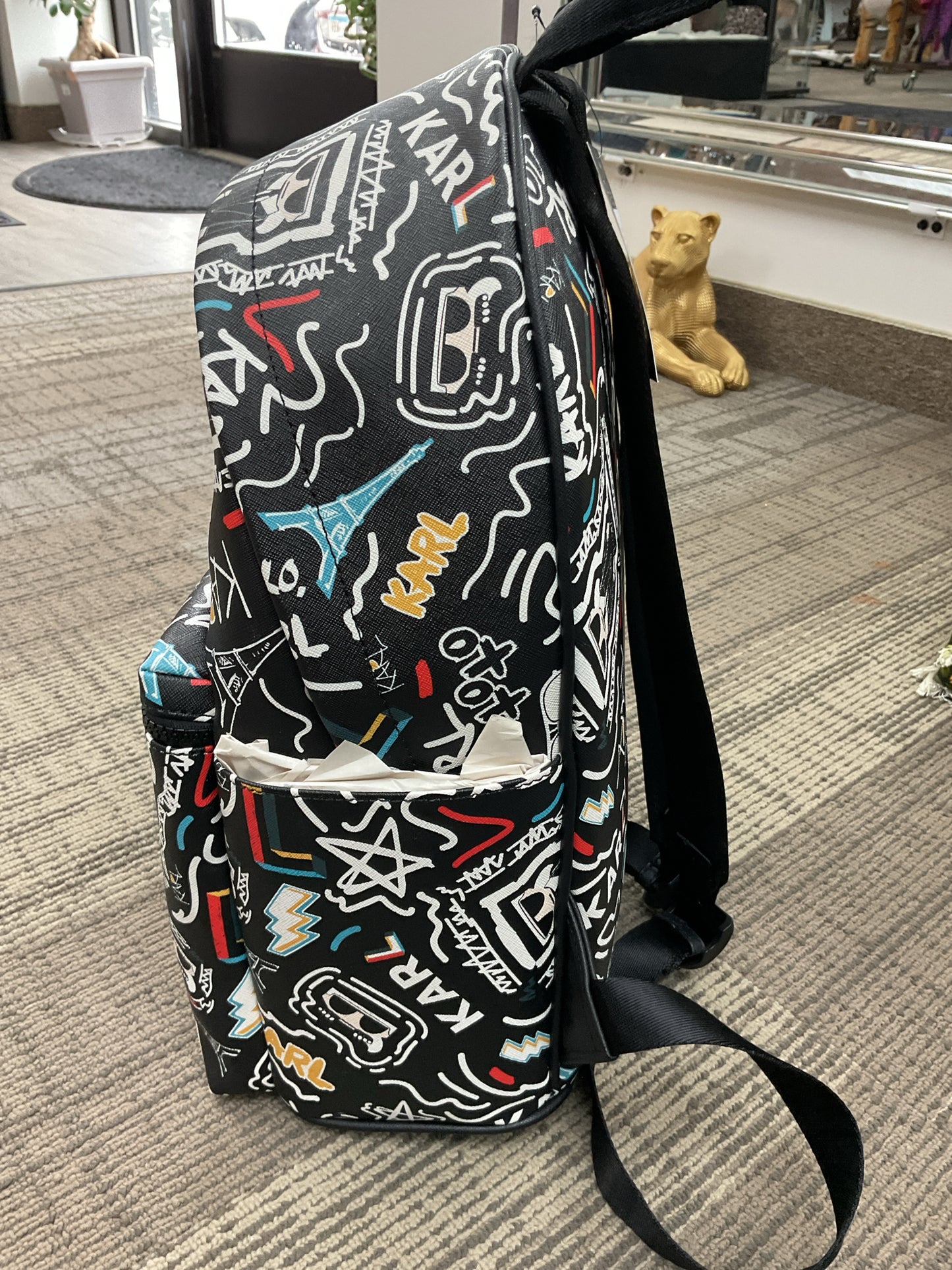 Karl Legerfeld BackPack Paris grafitti print New