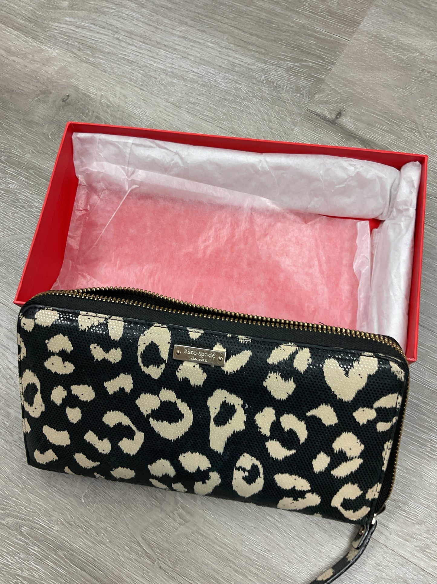 Kate Spade Wallet coated fabric zip around full size leopard