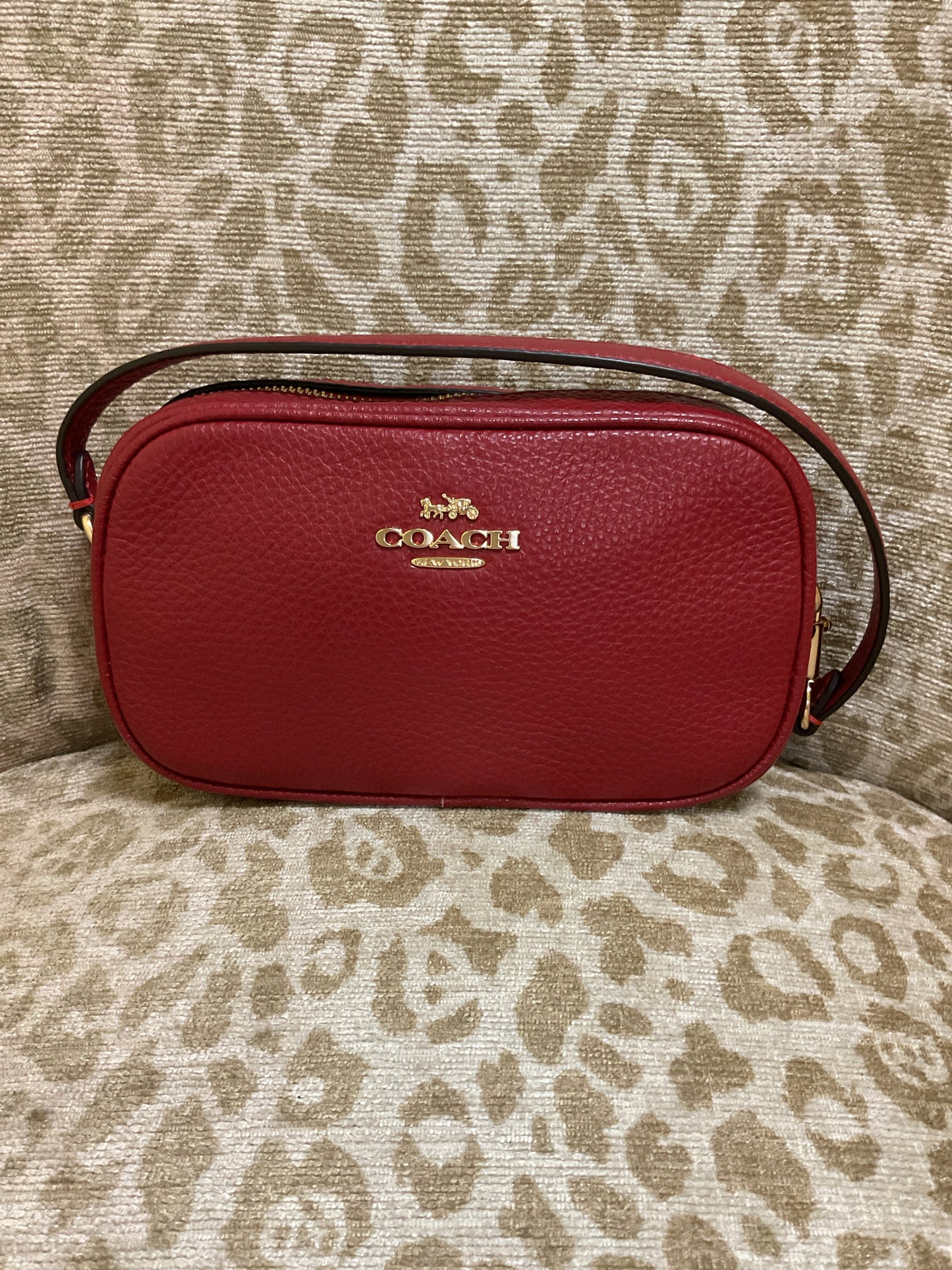 coach Purse red leather cosmetic case small