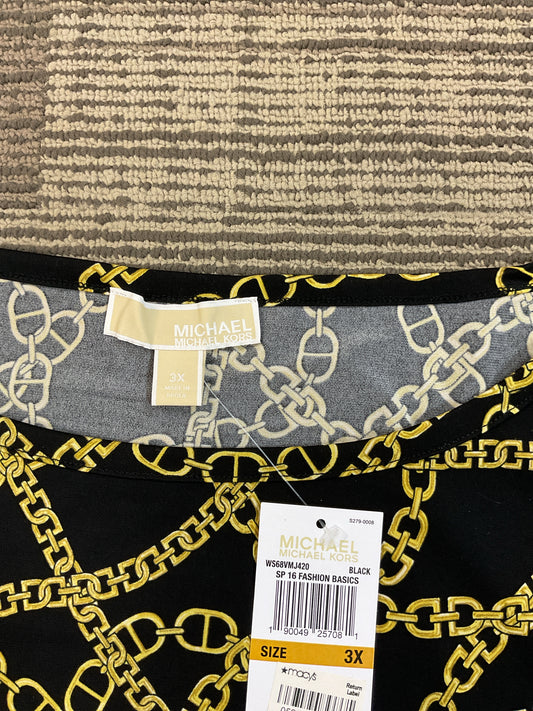 Michael Kors Size 3X Black Dress gold chain print NWT