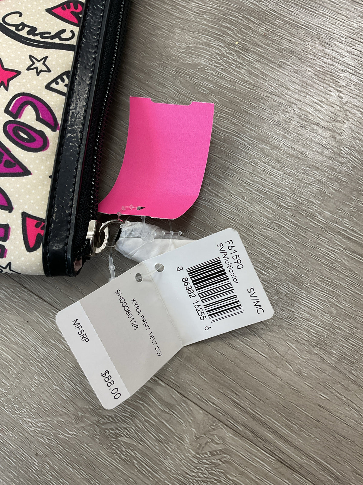 coach Purse Kyra Tablet large pouch grafitti flowers hearts stars NWT