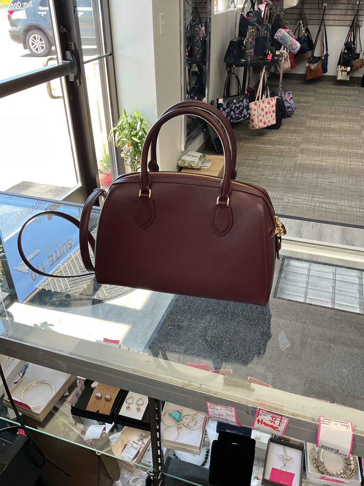 Kate Spade Purse medium burgundy satchel crossbody like new.