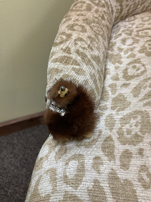 Vintage Brooch mink fur animal brooch pin