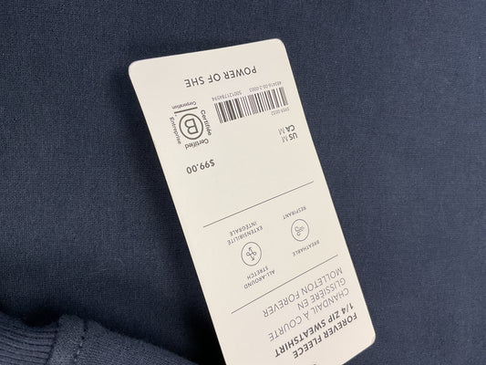 Athleta Size M Navy Sweatshirt NWT Forever Fleece 1/4" zip $99 MSRP