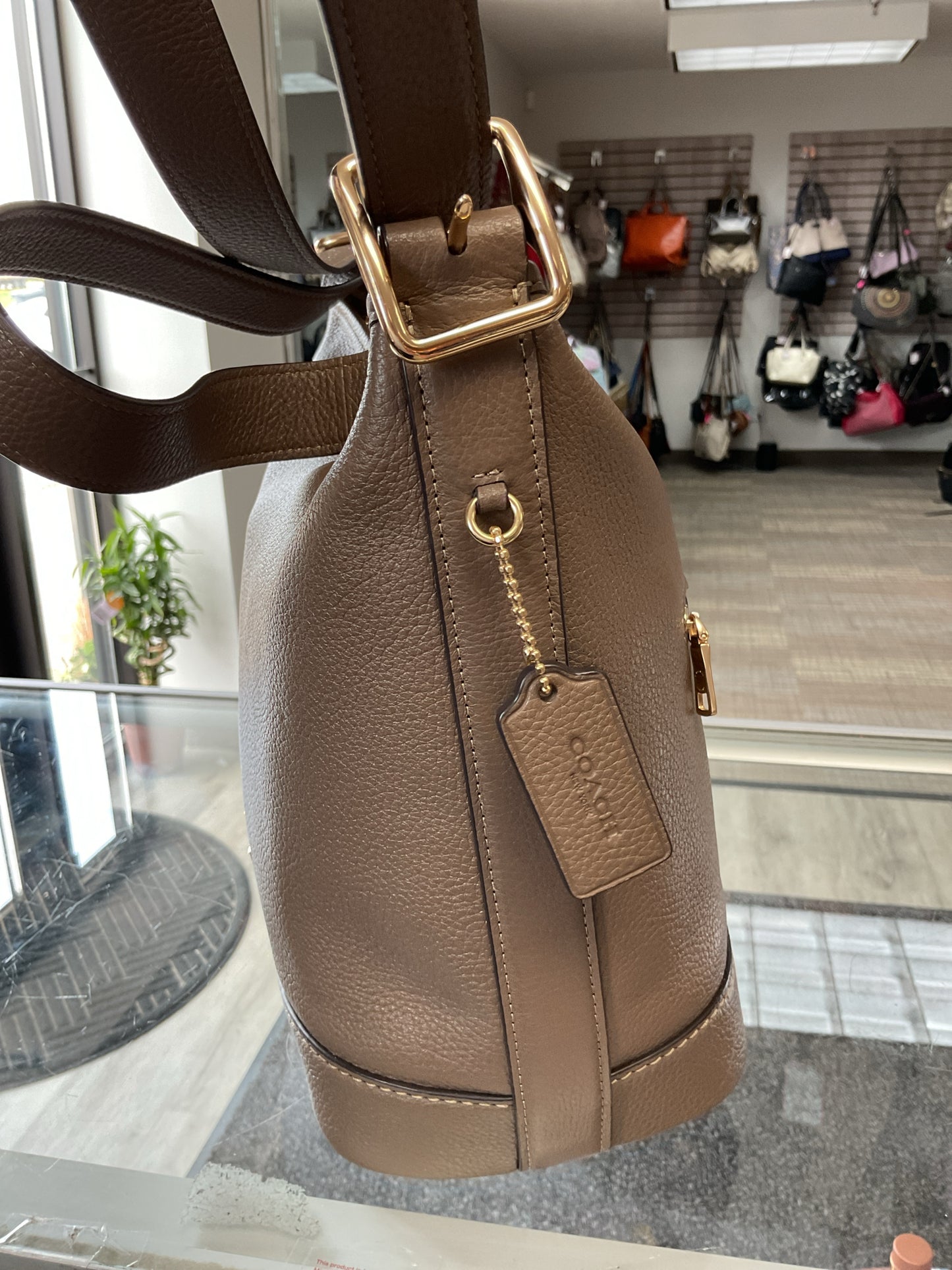 coach Purse CBH18 Jude Crossbody in taupe leather gold hardware