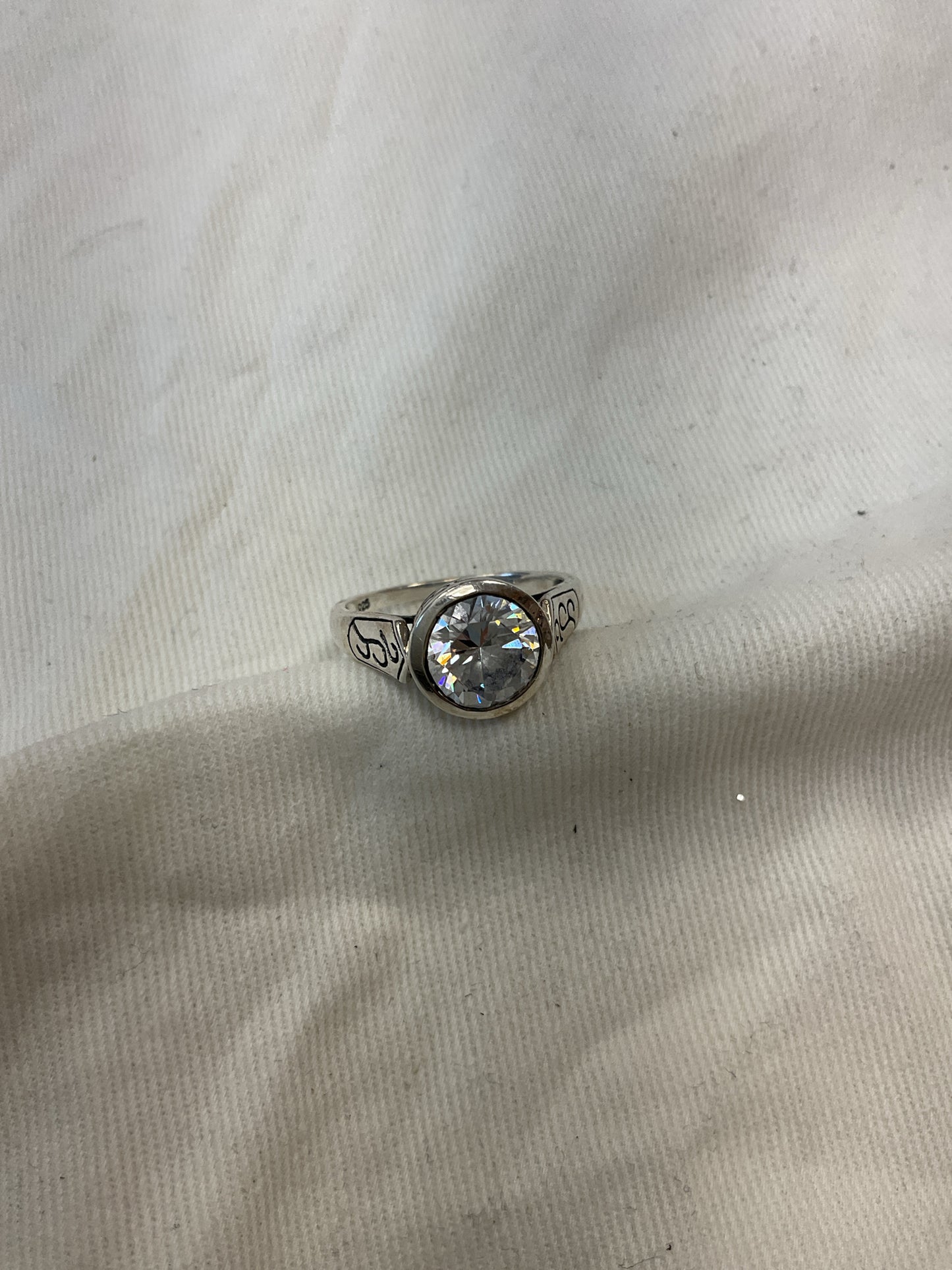 925 Sterling Ring big CZ size 9