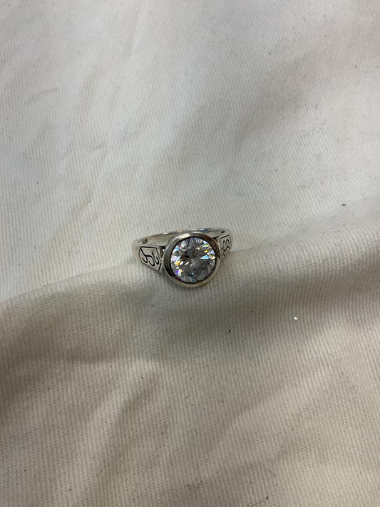 925 Sterling Ring big CZ size 9