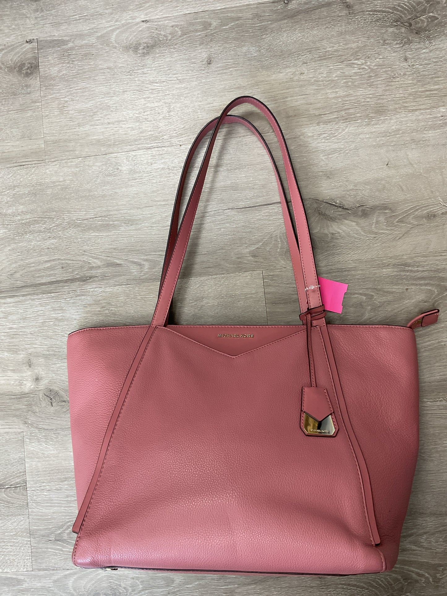 Michael Kors Purse carnation pink pebbled leather zip tote shoulder bag