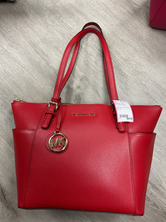 Michael Kors Purse red zip top tote gold zippers