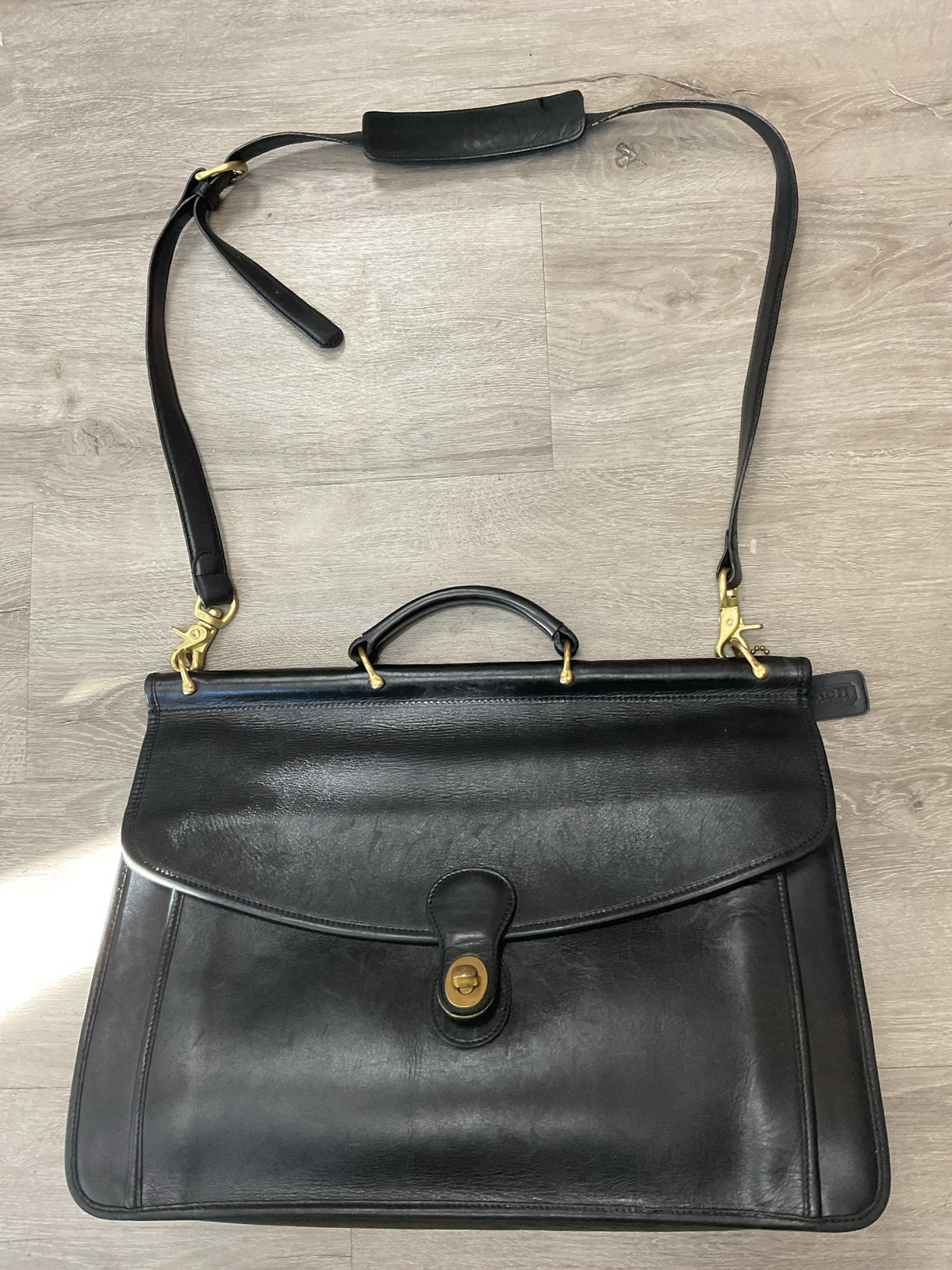 coach Purse  Metropolitan Briefcase 303-14  Black Leather Bag w/ Strap