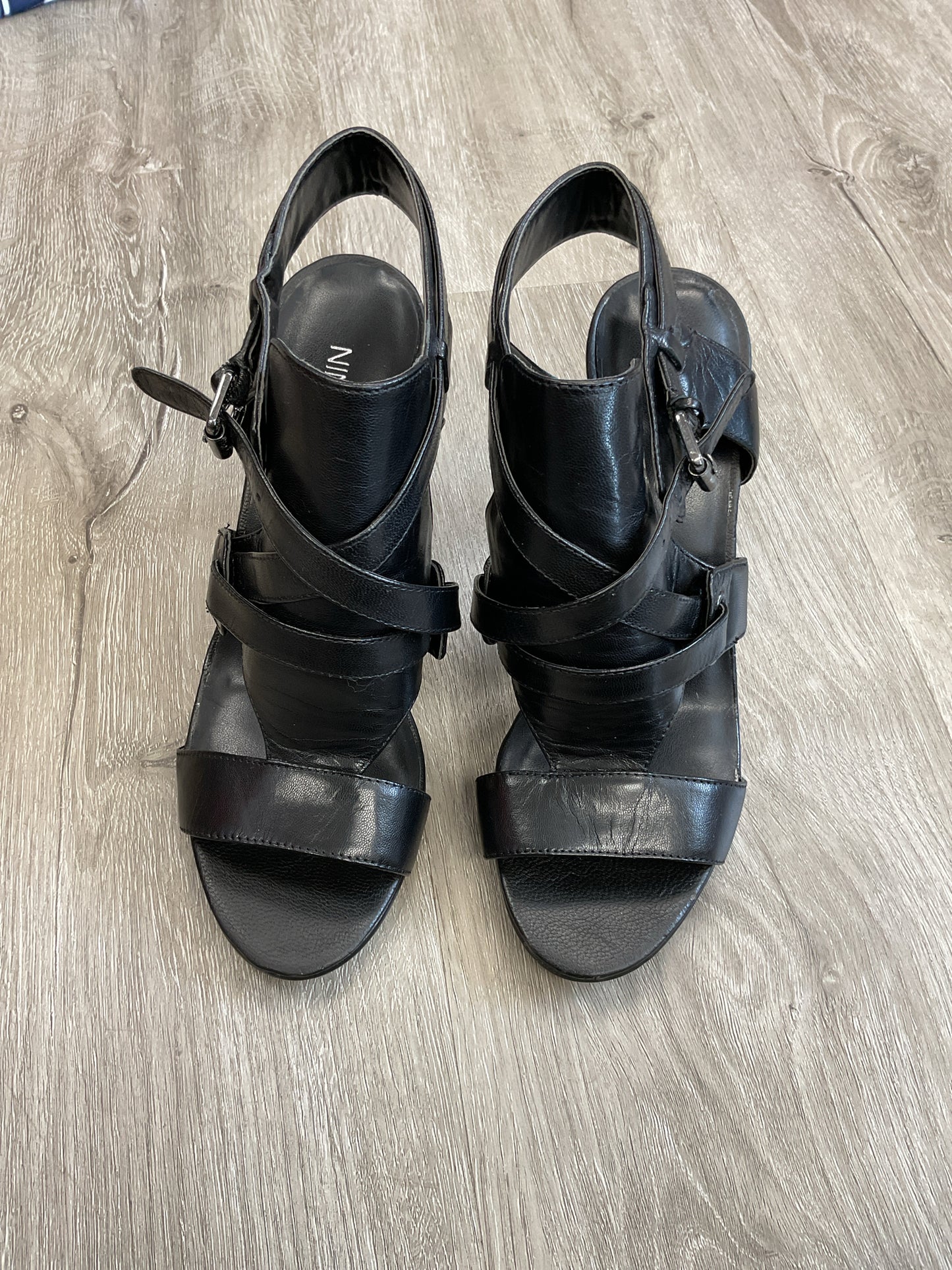 Nine West 6.5 Black Sandals New leather sexy stiletto