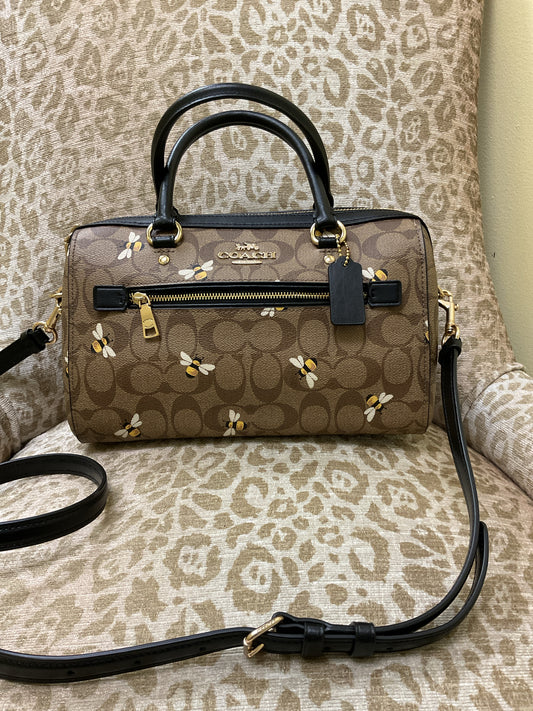 coach Purse C8591 Rowan Satchel Crossbody Bag Signature Bee Print
