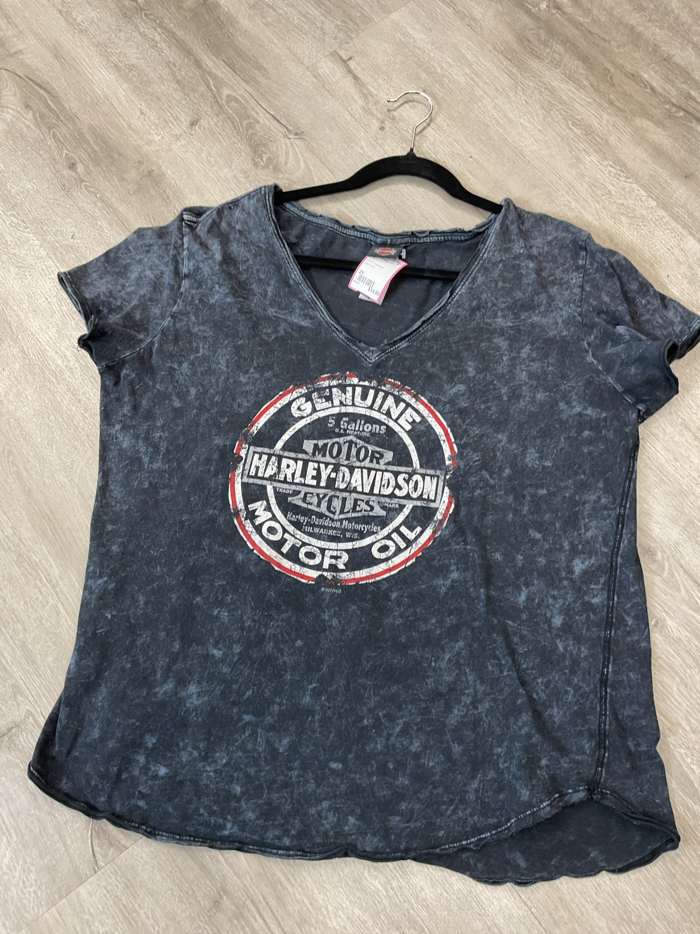 Harley Davidson Size 2X Gray Shirt short slve Motor Oil print ladies