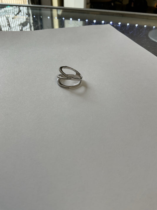 Sterling Silver Ring inlaid cz triple bands