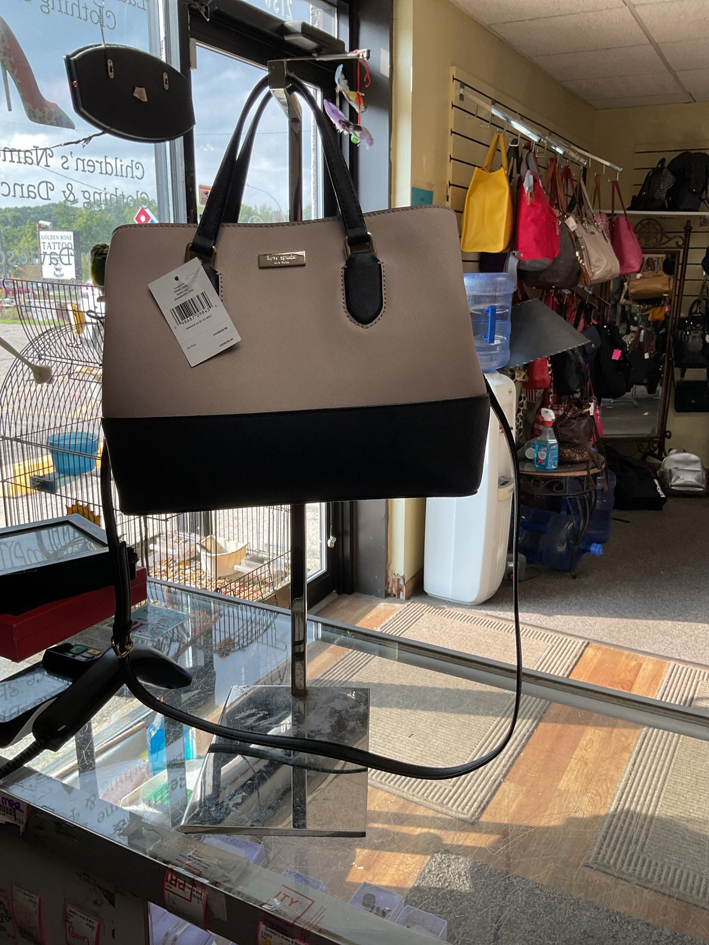 Kate Spade Purse black and taupe satchel crossbody NWT