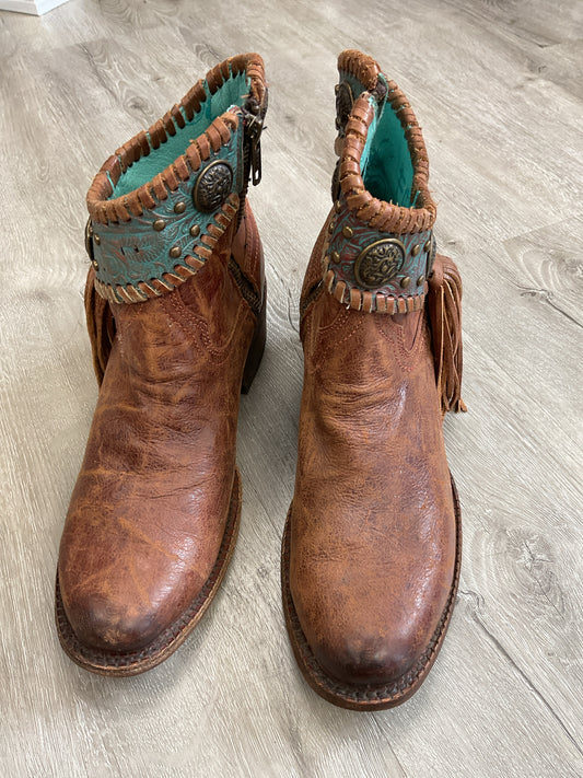 Corral 7.5 Brown Boots ankle fringe booties