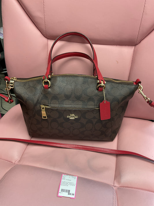 coach Purse Gallery Tote 79998 Chocolate Cherry Signature Canvas Crossbody Satch