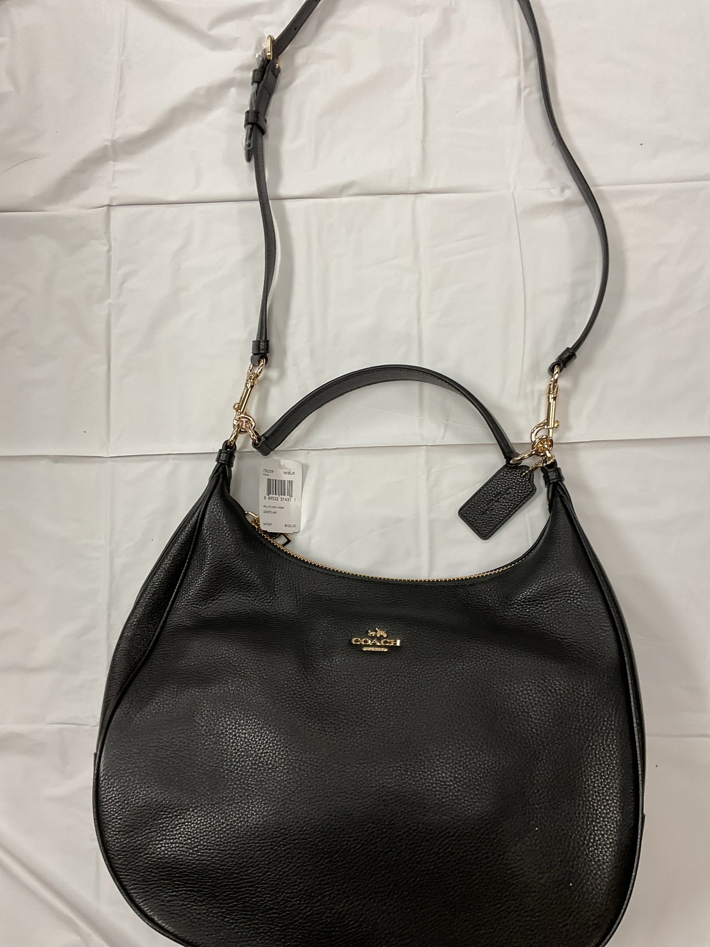 coach Purse Harley Hobo Black Pebble Leather Convertible Shoulder Bag Purse