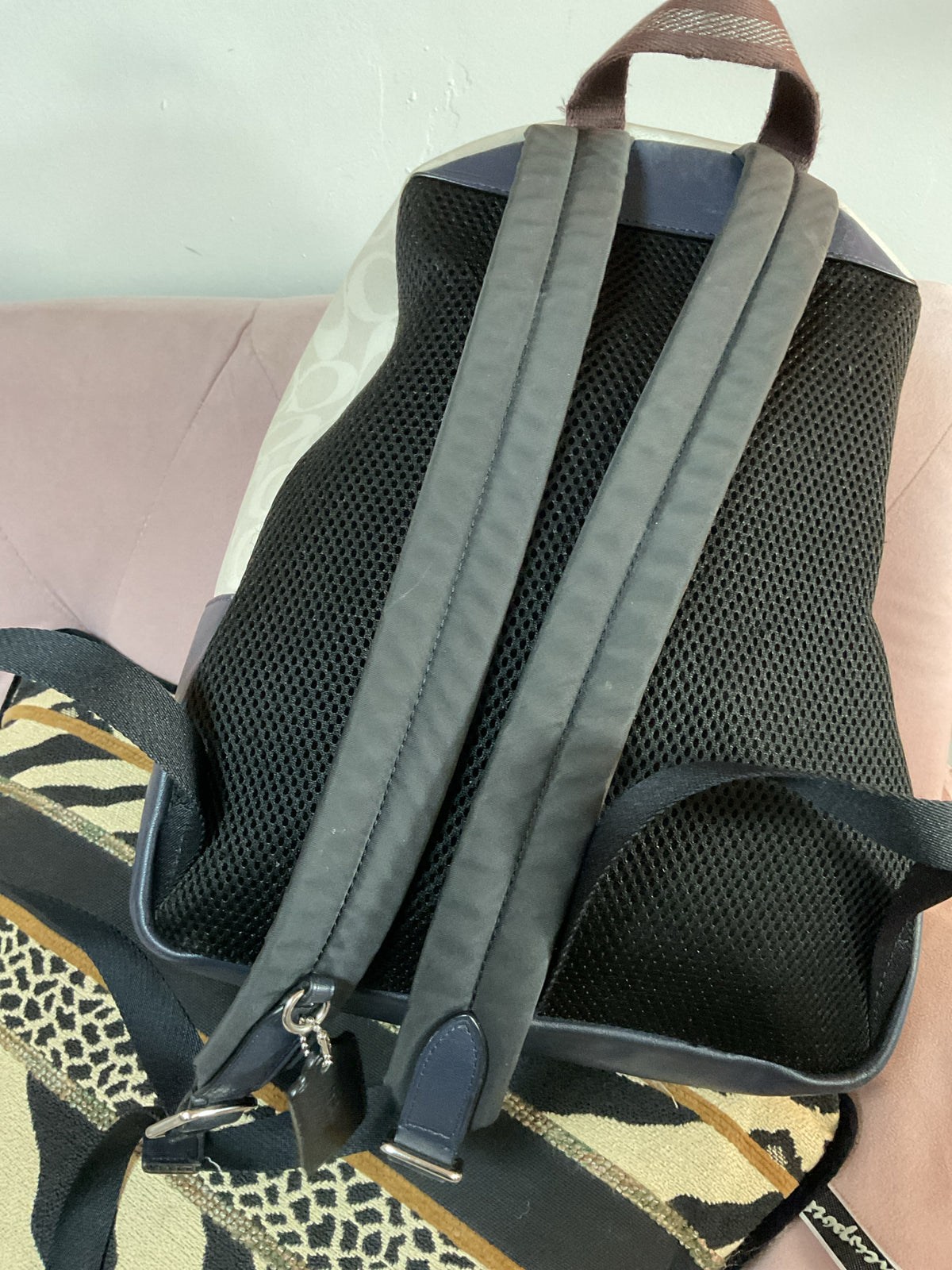 coach Backpack 91074 Charli backpack navy and white signiture