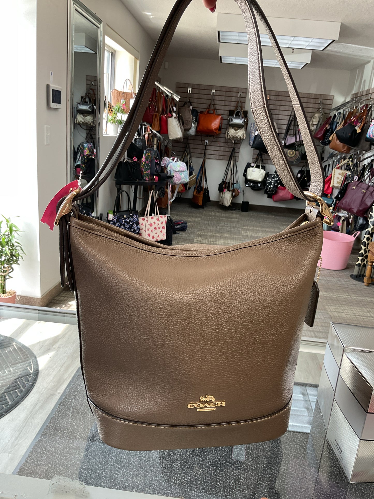 coach Purse CBH18 Jude Crossbody in taupe leather gold hardware