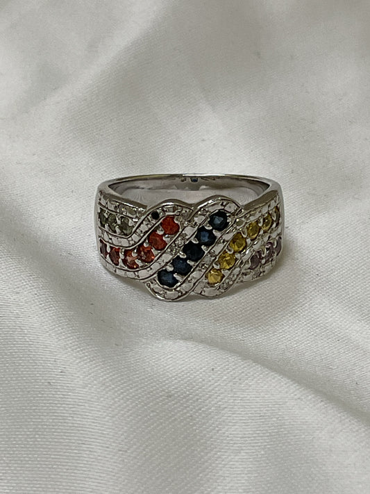 925 Sterling Ring multicolor sapphire