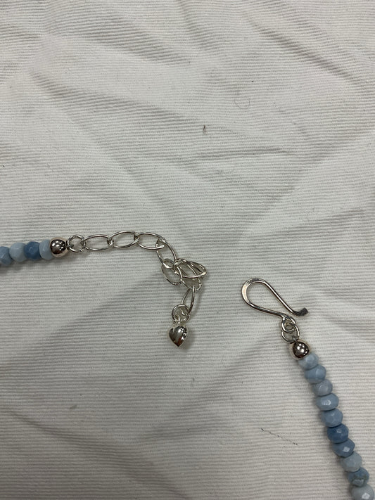 Jay King Necklace shades of blue opal graduated & faceted beads Sterling chain