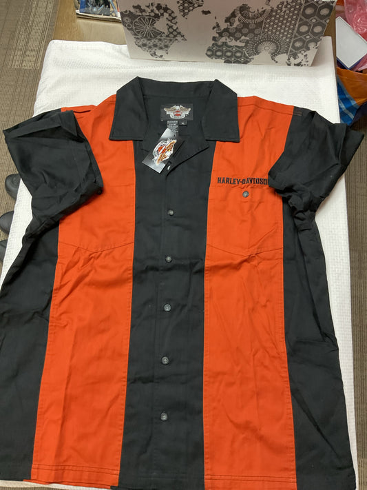 Size XL Harley Davidson black & orange NEW button down shirt
