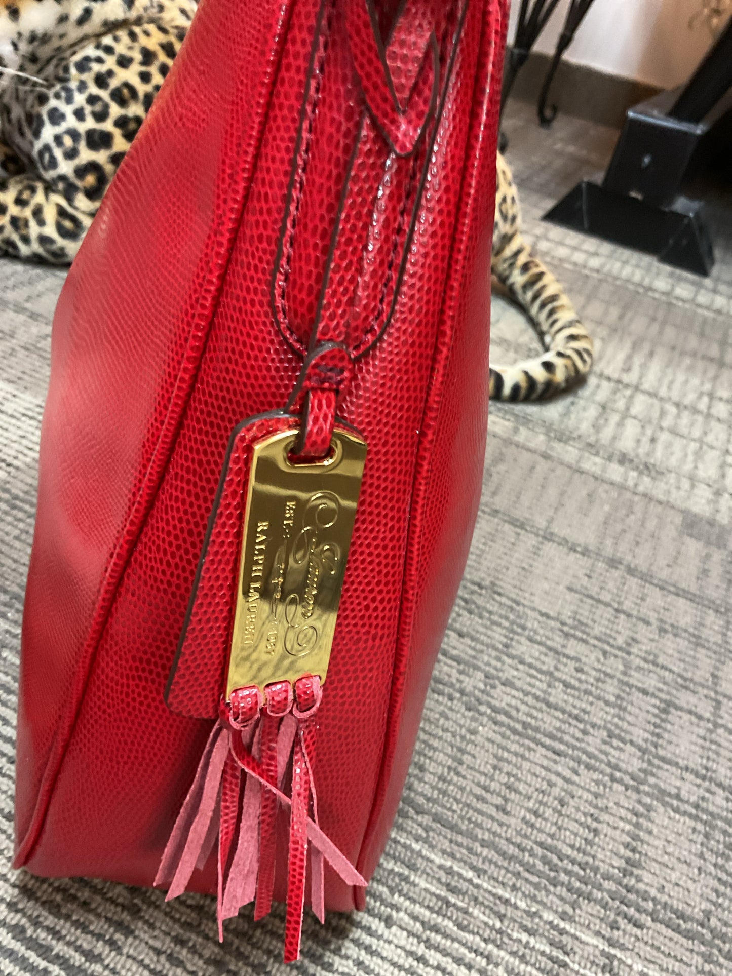 Ralph Lauren Purse Hobo slouch large tassel gold plate hang tag