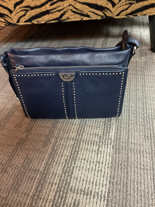 Brighton Purse navy leather silver studs outside zip compartment