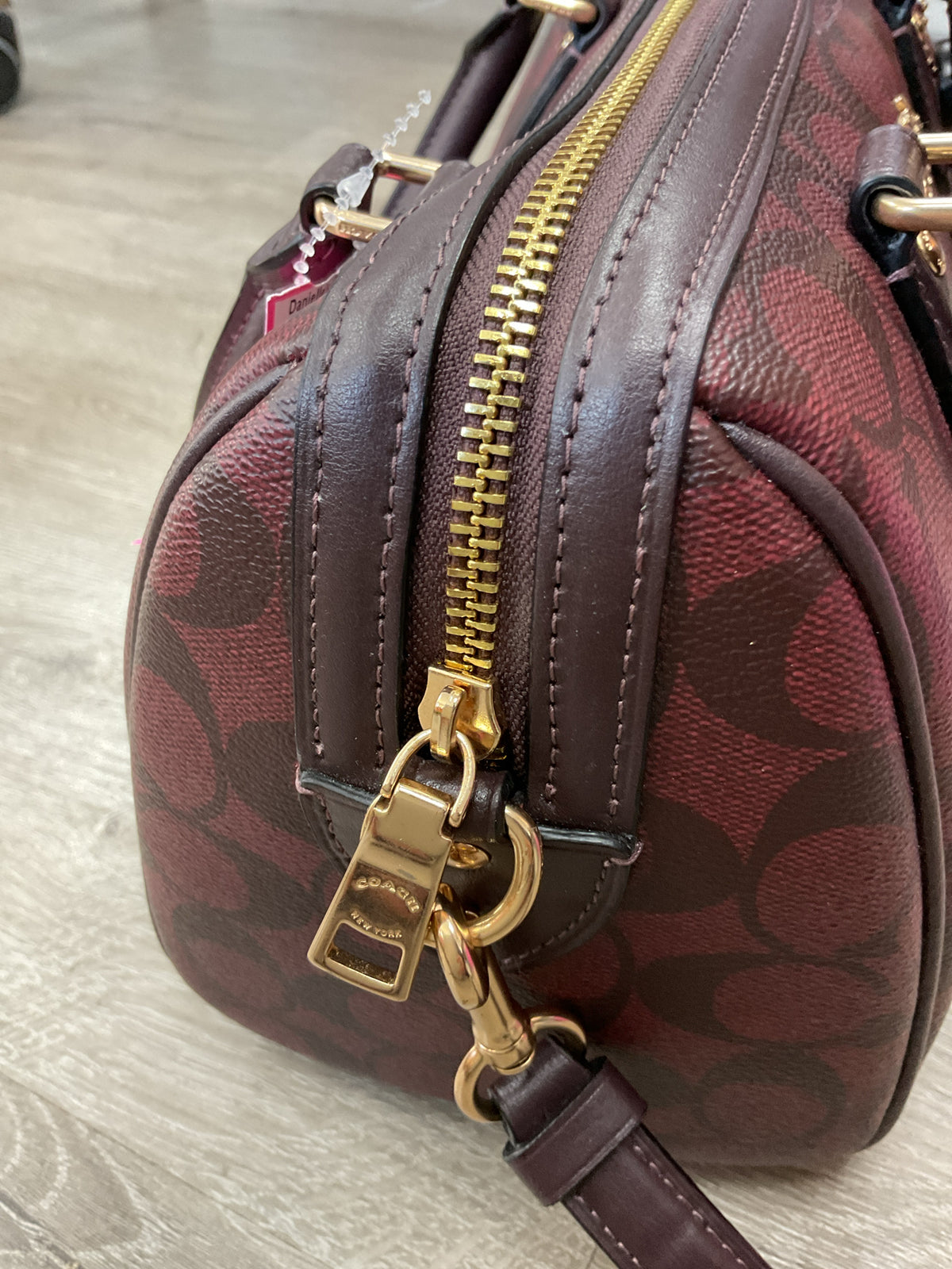 coach Purse Rowan Satchel burgundy Signature Canvas Bag CH280