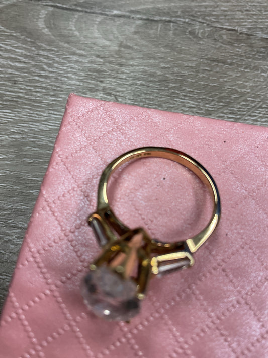 14K Ring huge cz stunning yellow gold