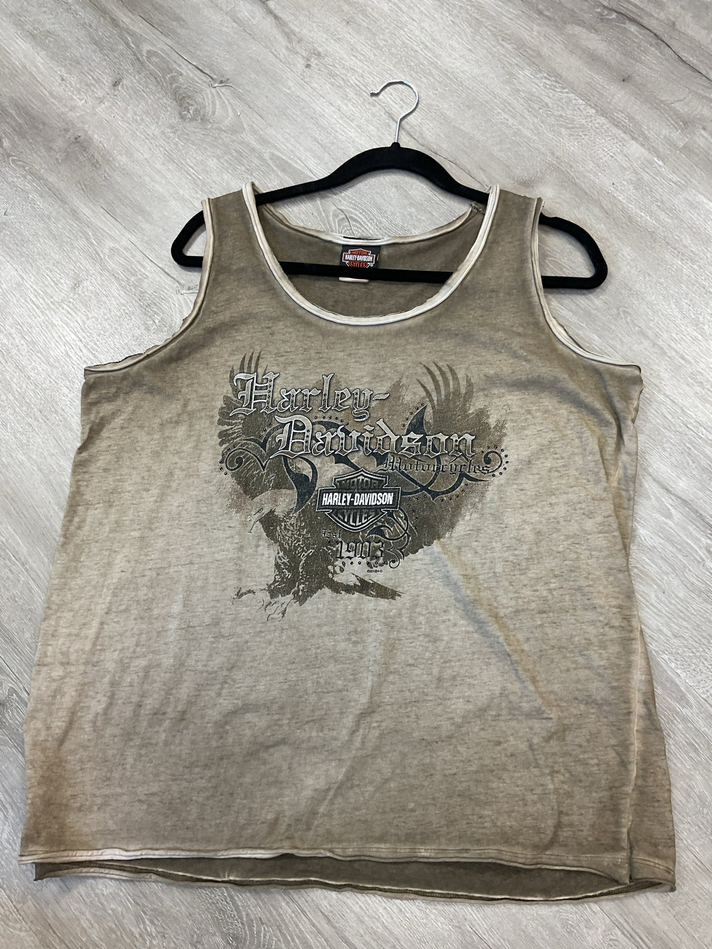 Harley Davidson Size 2X Brown Shirt ombre tan brown tank South Dakota