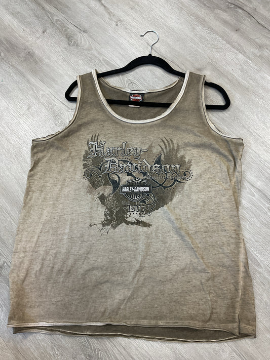 Harley Davidson Size 2X Brown Shirt ombre tan brown tank South Dakota